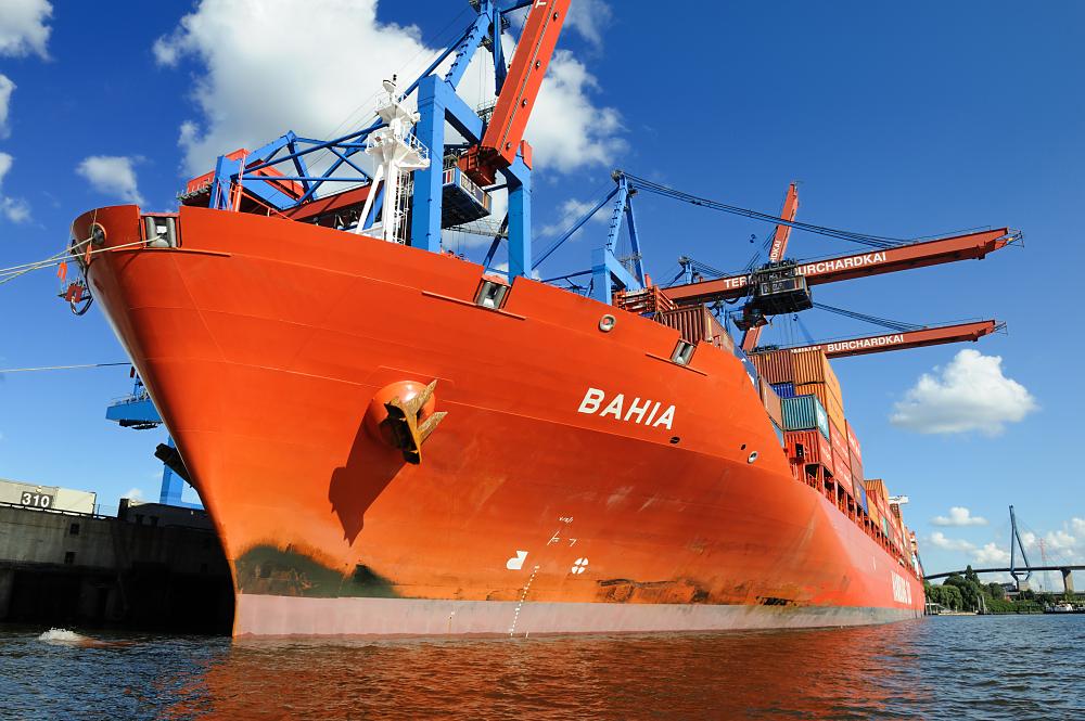 7366 Rotes Schiff Container Feeder BAHIA im Hamburger Hafen | Schiffsbilder Hamburger Hafen - Schiffsverkehr Elbe